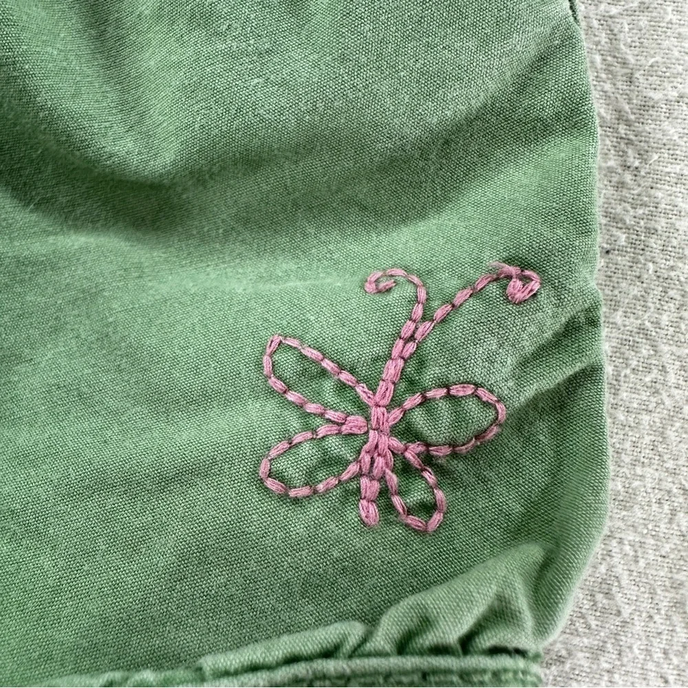 Baby GAP Green Kids Shorts with Pink Butterfly Embroidery Sz Infant up to 3 mo